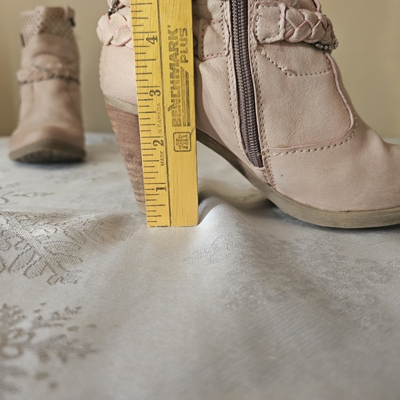 MJUS Ankle Boots Women's Perforated Leather Braided - Blush Sz 36 - Picture 6 of 14